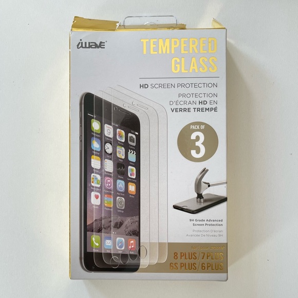 New iPhone Tempered Glass Screen Protector 8-Plus 3-Pack - Picture 1 of 6